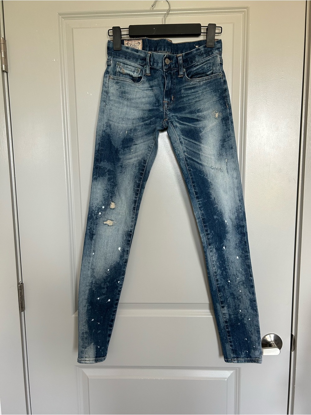 Polo by Ralph Lauren Women's Tompkins Skinny Jeans in Distressed Dark Blue Wash